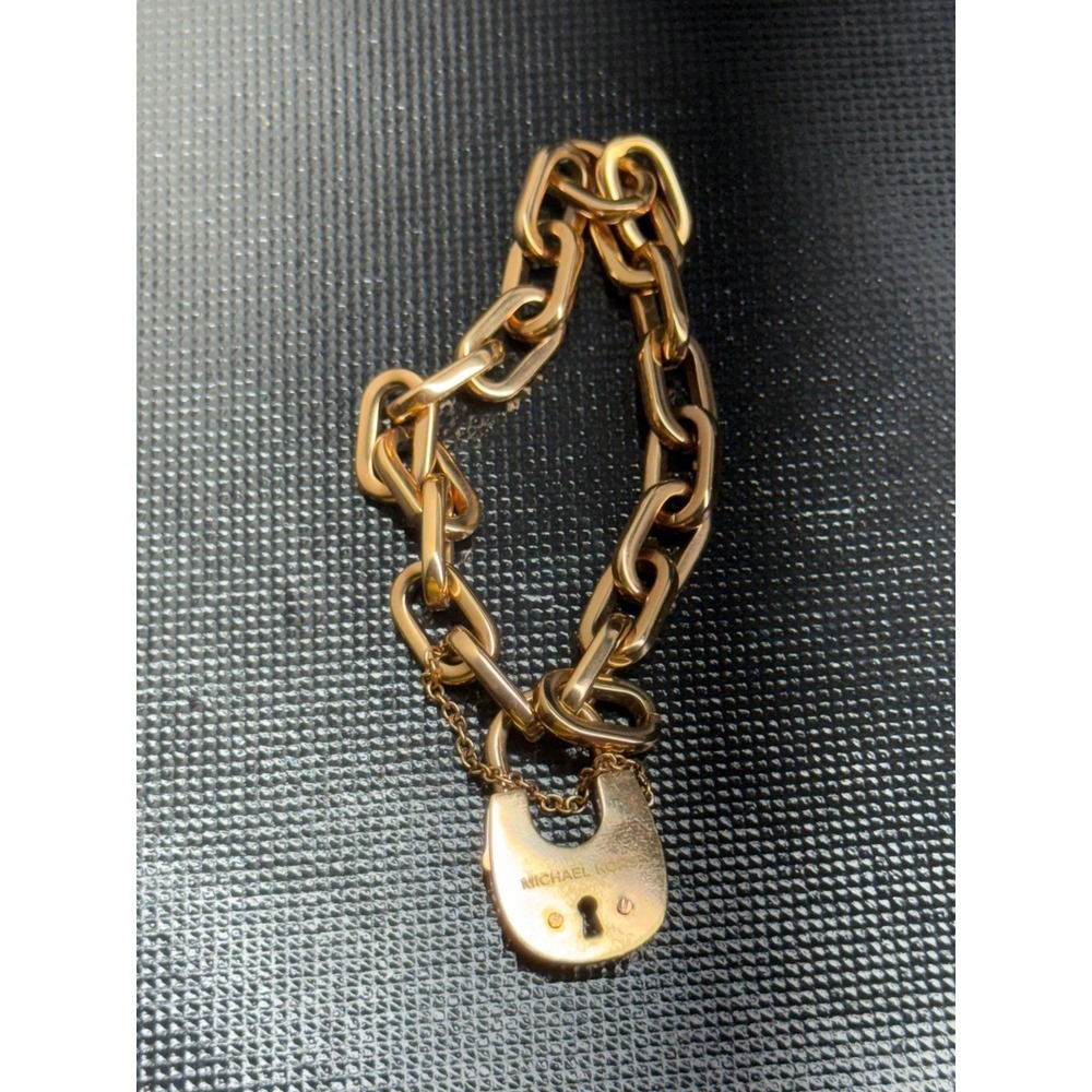 Michael Kors Rose Gold Tone Chain Link Bracelet with Padlock‎ Charm Fashion - Picture 5 of 5
